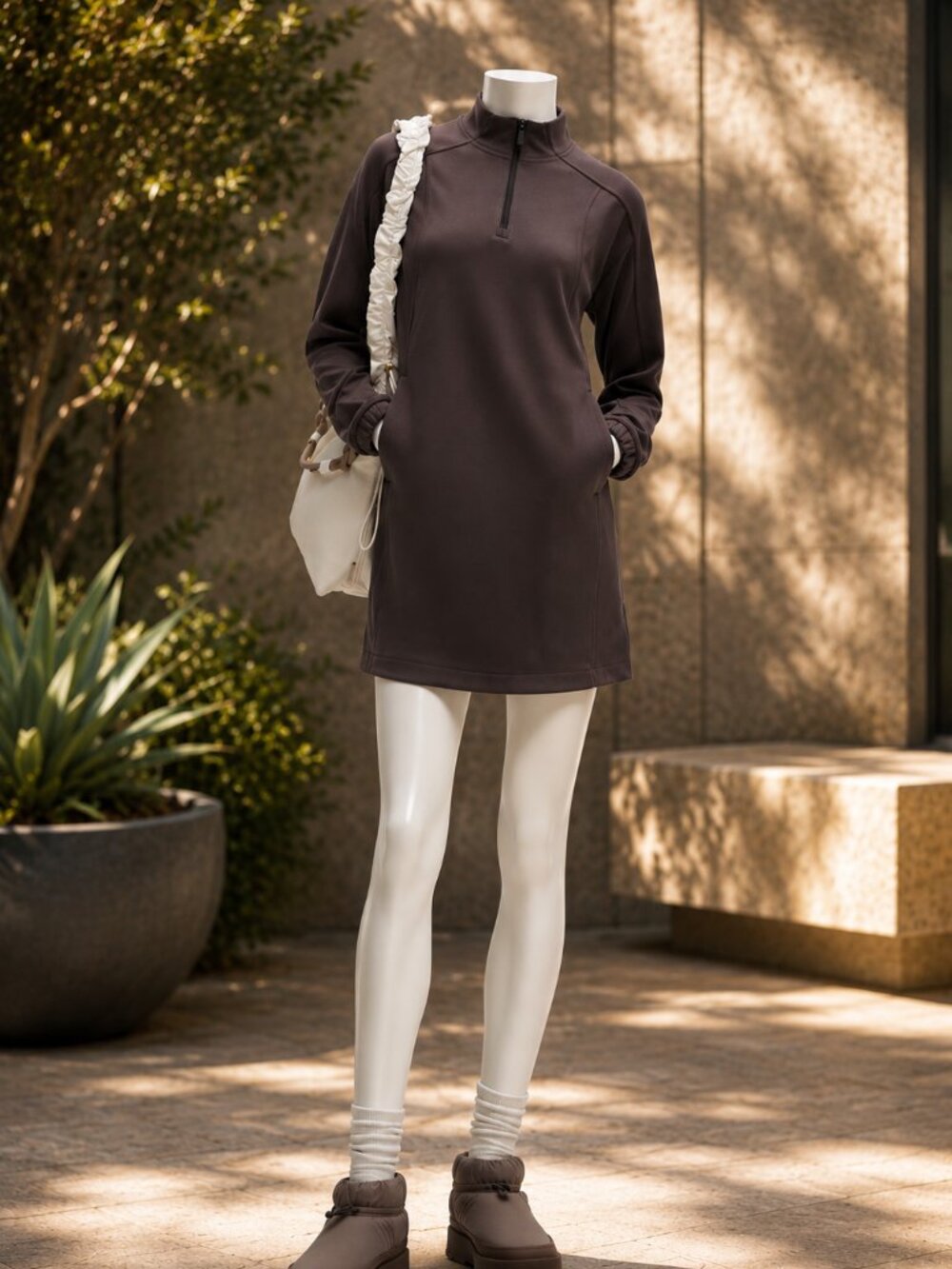 Lululemon Brown Softstreme Mini Dress Women's Long Sleeve sz M - NEW
